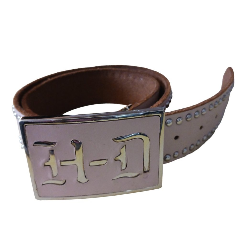 PINK LEATHER SILVER STUDDED HARLEY DAVIDSON BELT SMALL